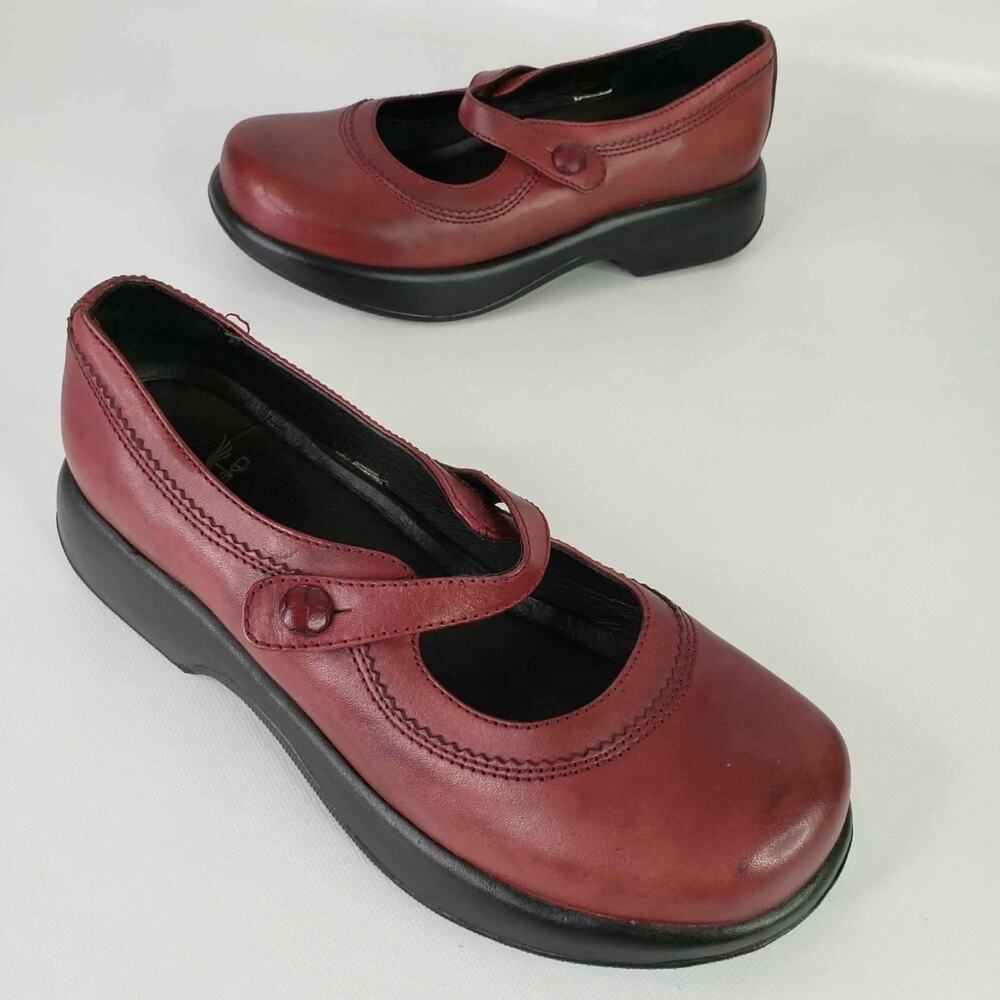 Dansko Mary Jane Clogs EU 40 US 10 Burgundy Leather Buckle Comfort Shoes